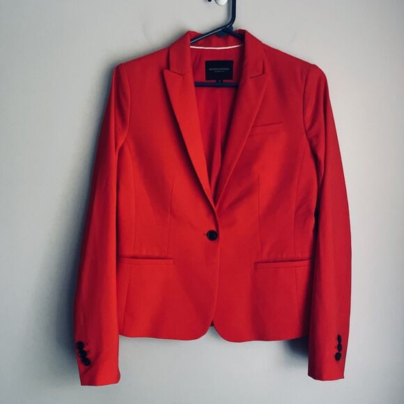 Banana Republic Marzotto Italian Wool Blazer Size 2 Red Single Button Washable - Picture 1 of 16